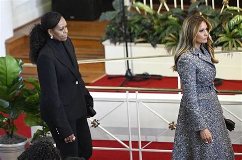 Former Us First Lady Michelle Obama L And Former Us First Lady