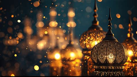 Ramadan Luxury Background With Shiny Golden Bokeh Light Effects