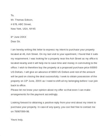 Property Purchase Offer Letter Sle Infoupdate Org