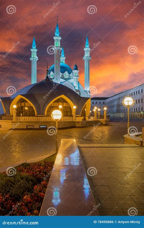 Kul Sharif Moschee Kasan Stadt Russland Stockfoto Bild Von Abend