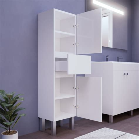 Armoire Colonne De Salle De Bain Univers Blanc Brillant