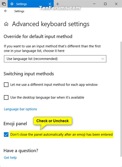 Turn On or Off Close Emoji Panel Automatically in Windows 10 | Tutorials