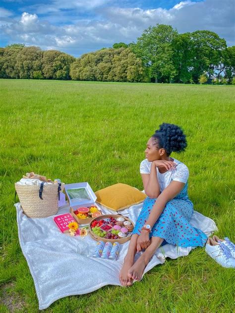 Summer Picnic Black Girl High Puff Green Scenery Cottagecore Black