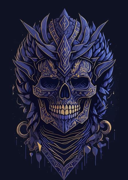 Una Calavera Con Una Corona De Flores Y Una Corona De Flores Vector