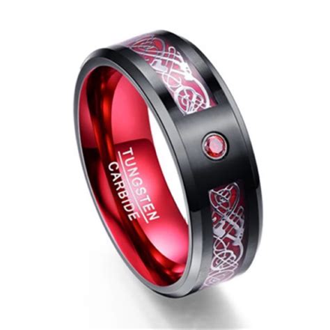 Jual Cincin Pria Tungsten Carbide Original Red Dragon Celtic Cubic