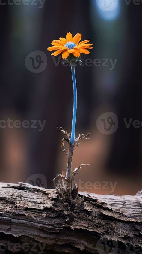 Lonely Blue Flower Forest Peaceful Landscape Freedom Scene Beautiful