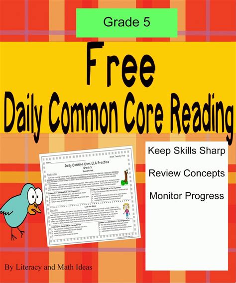 The Daily Common Core Reading Task Is Shown With An Image Of A Bird On It