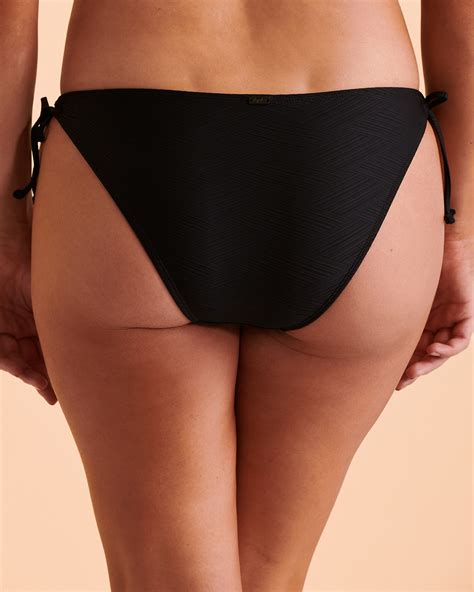 Tropik Textured Side Tie Bikini Bottom Black Bikini Village