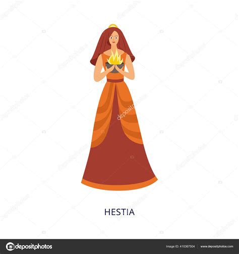 Hestia Greek goddess of the hearth and fire flat vector illustration ...