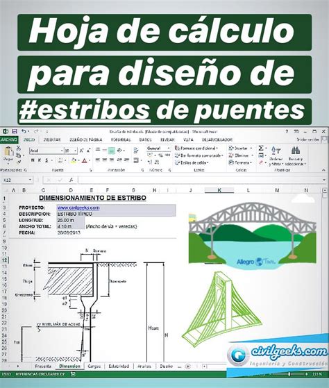 Hoja De Cálculo Para Diseño De Estribos De Puentes Hojas De Cálculo Calculo