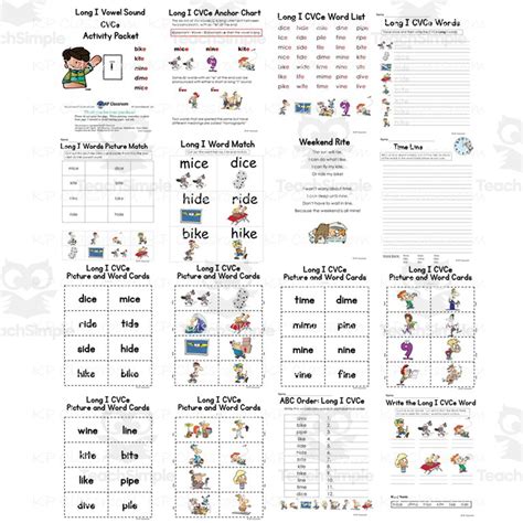 Long I Cvce Vowel Sound Activity Packet And Worksheets By Teach Simple