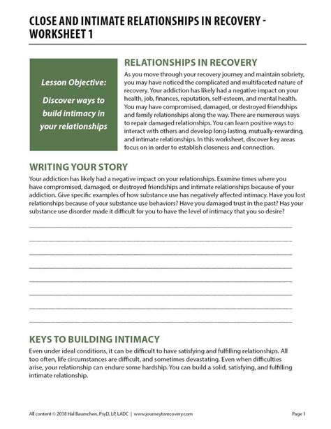 Relationships In Recovery Worksheet Journey To Recovery Worksheets