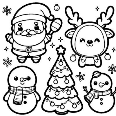 Coloriage de Sapin de Noël Kawaii à imprimer PDF gratuit Lilocolors