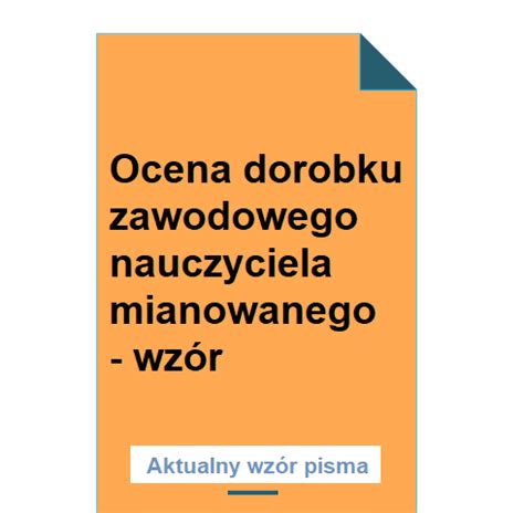 Ocena Dorobku Zawodowego Nauczyciela Mianowanego Wz R Pobierz