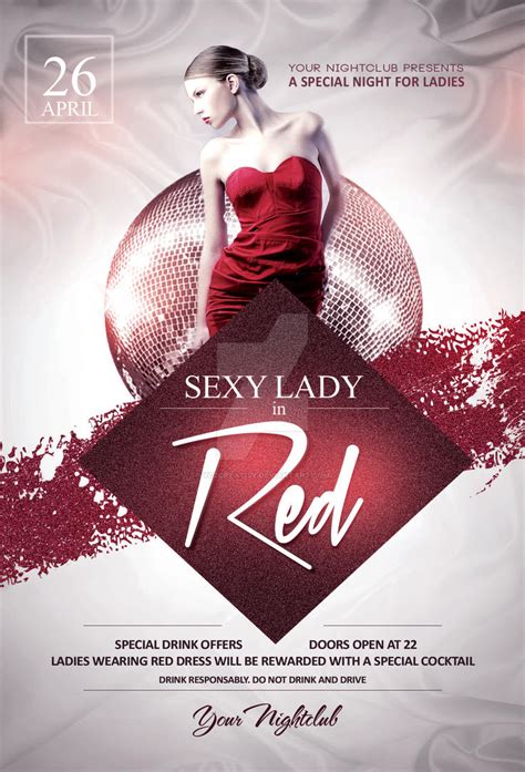 Sexy Lady In Red Flyer Template By Yczcreative On Deviantart