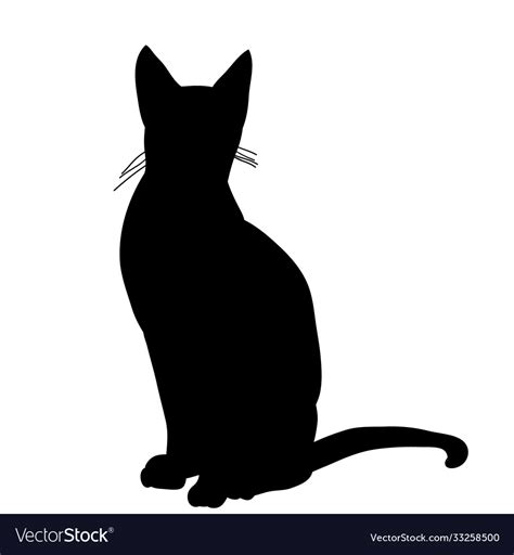 Isolated Silhouette Cat Sitting Royalty Free Vector Image