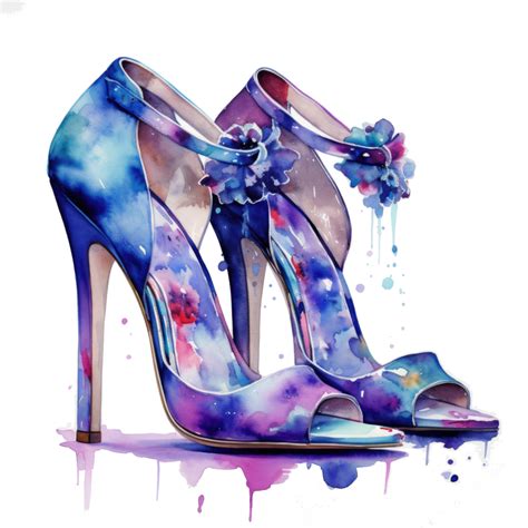 Watercolor Fashion Shoes Illustration Png