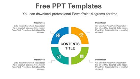 Download 4 part circle Brain Powerpoint Infographic Template