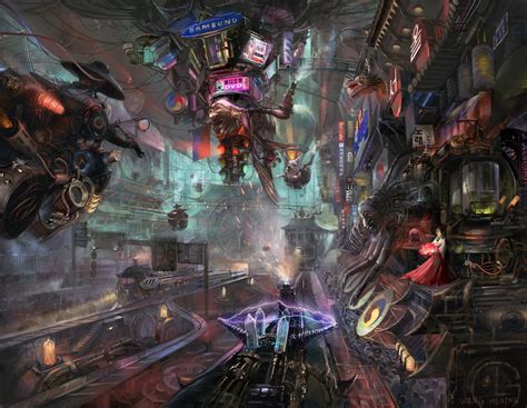 Download Cyberpunk Train Sci Fi Steampunk Hd Wallpaper