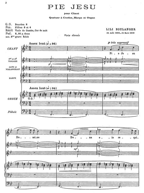 Boulanger Lili Pie Jesu pour Chant Quatuor à Cordes Musical score