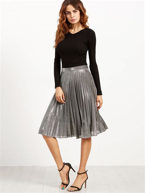 Skirt1609154012 Metallic Pleated Skirt Pleated Skirt Skirt Fashion