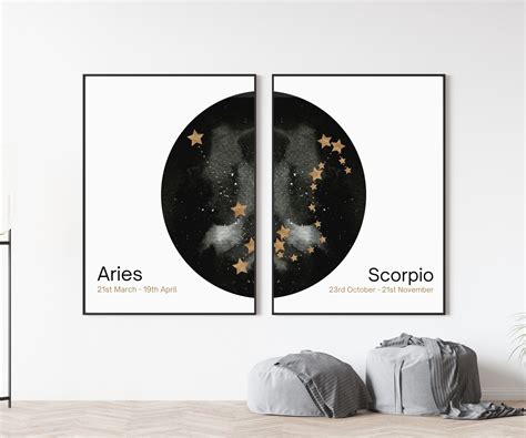 Personalized Couples Horoscope Personalzed Moon Print Zodiac Etsy