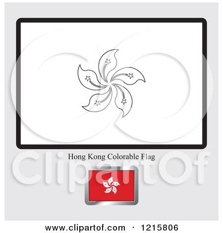 Clipart Of A Coloring Page And Sample For A Hong Kong Flag Royalty