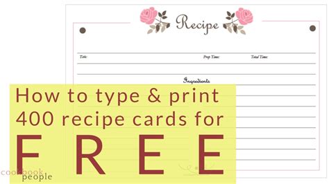 400 Free Recipe Cards How To Type And Print Free Recipe Cards Cookbook People