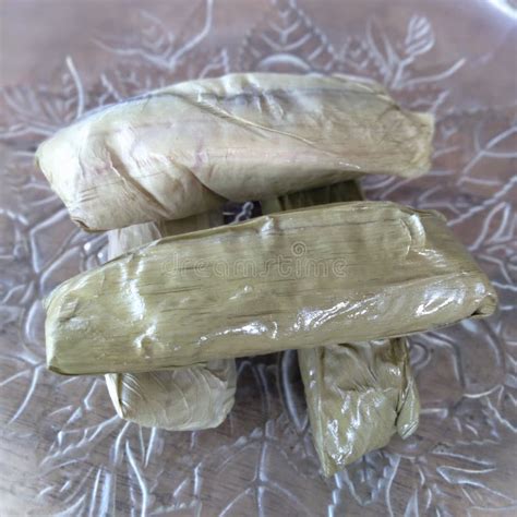 Timphan Typical Aceh Cake Wrapped In Banana Leaves And Steamed Stock