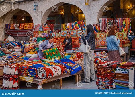 Souq Waqif Doha Qatar Main Street Afternoon Shot Editorial Photography