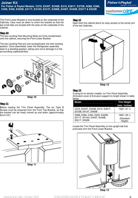 Fisher And Paykel Joiner Kit Silver Installation Guide 819265 Instructn ...