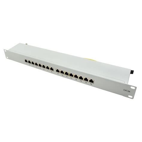 LogiLink Produkt Patchpanel 19 Zoll Einbau Kat 6A STP 16 Ports Grau