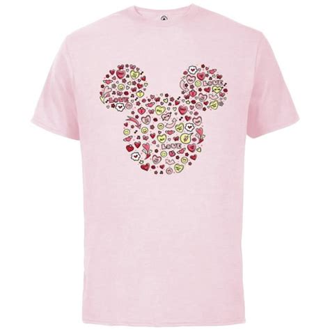 Disney Mickey Mouse Head Filled With Love Valentine’s Day Short Sleeve Cotton T Shirt For