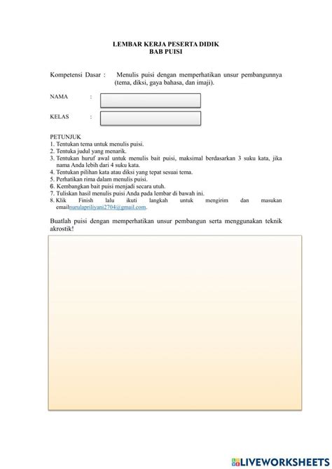 Puisi Worksheet For X Live Worksheets