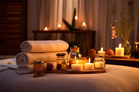 Premium Photo Massage Room Massage Table Towel And Aromatic Candles Essential Oils Spa