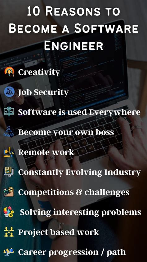 A Person On A Laptop With The Words Reasons To Become A Software