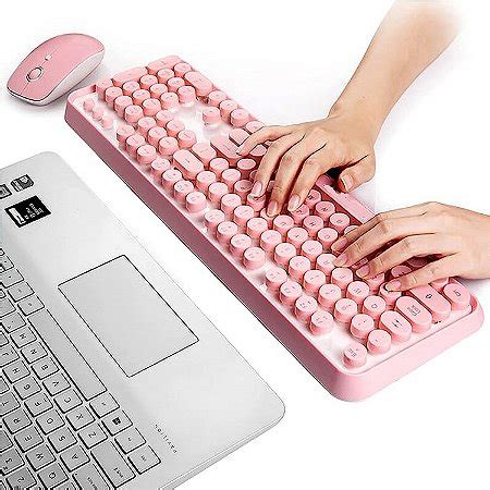 SADES V2020 Teclado Mouse Sem Fio Wireless 2 4Ghz Rosa ABNT Sades