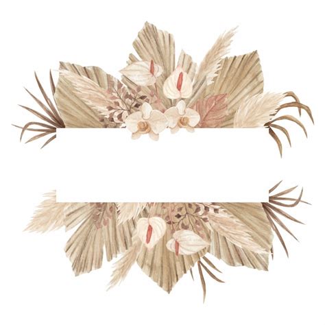 Premium Vector Watercolor Bohemian Banner With Dried Palm Leaves