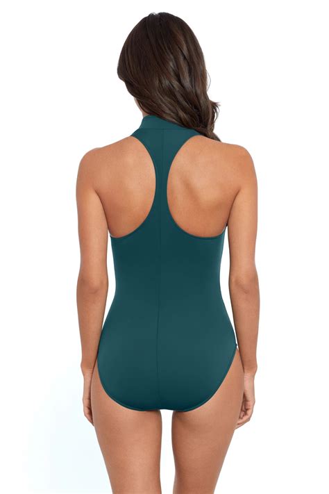 Coco Zip Front Racerback One Piece Swimsuit Everything But Water