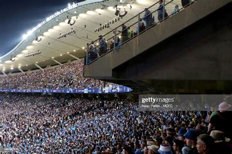 General view of Manchester City fans inside the stadium prior to the ...