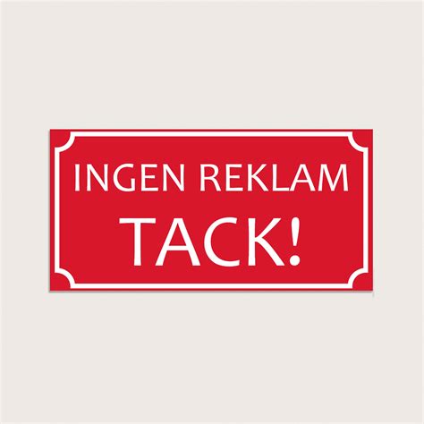 Ingen Reklam Tack Skylt I Plast 100 X 50 Mm JC Gravyr Tryck