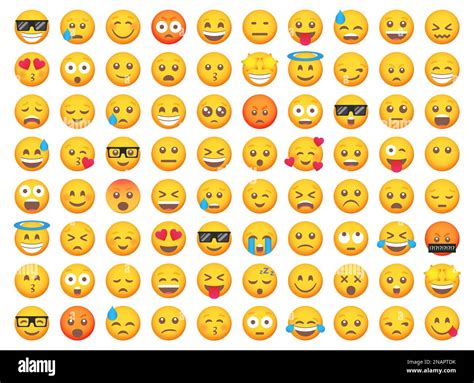 Big Set Of Emoticon Smile Icons Cartoon Emoji Set Vector Emoticon Set