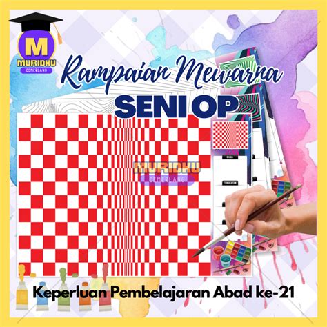 READY STOCK 1 Set 4 Rekaan Rampaian Mewarna Seni OP Berteraskan