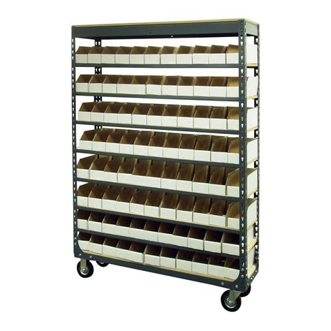 Mobile Bin Shelving Unit 112 Corrugated Bins Double Sided Industrial Shelving Commercial