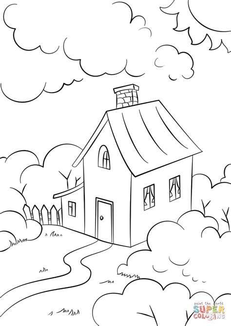 Lovely House With Garden Coloring Page Free Printable Coloring Pages