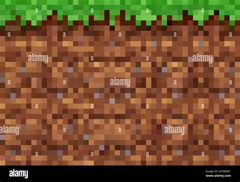 Pixel Game Vector Background With Cubic Block Pixel Grass And Ground