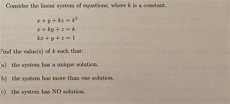 Answered Consider The Linear System Of Bartleby