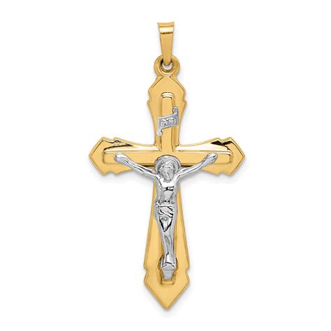 14k Two Tone Polished Inri Crucifix Pendant 48843