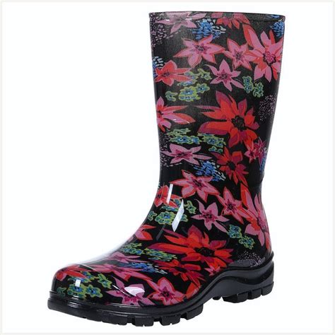 Asgard Women S Mid Calf Rain Boots Printed Waterproof Rubber Boots