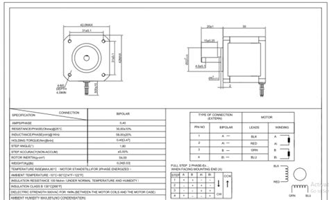 Motor Stepper Nema 17 Bipolar 1 8deg 45Ncm 63oz In 1 5A 12V